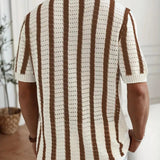 RetroKnit Polo su juostelėmis ir mygtukais