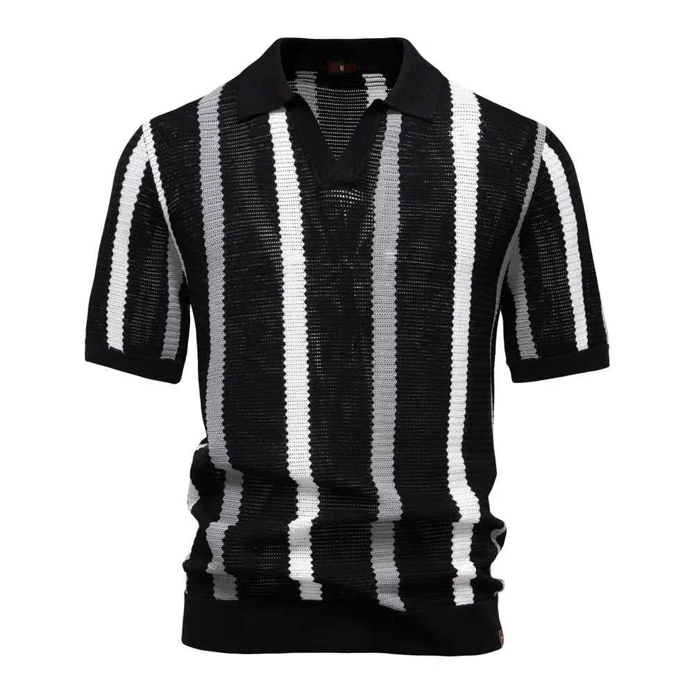 FluxStripe Polo su V formos apykakle