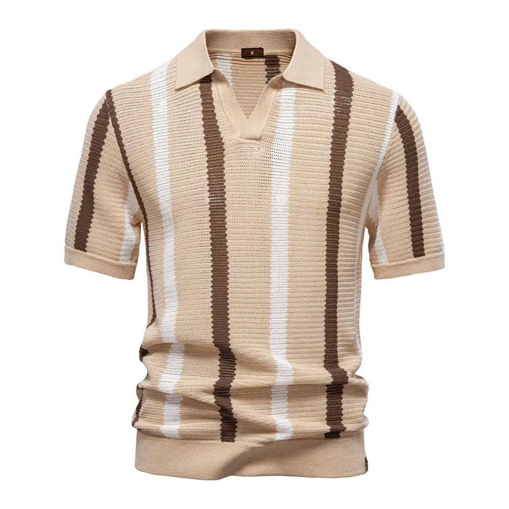 FluxStripe Polo su V formos apykakle