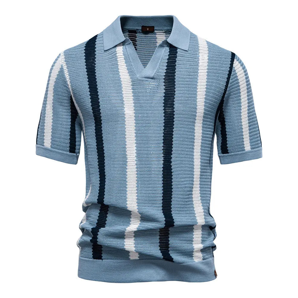 FluxStripe Polo su V formos apykakle
