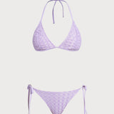 Violetinis geometrinis tekstūruotas bikini komplektas
